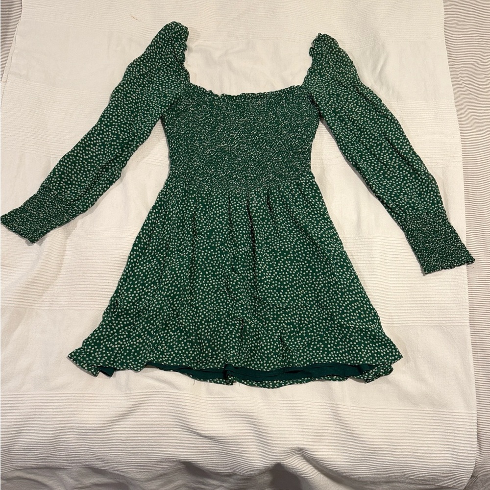 Reformation Green Long Sleeve Mini Dress (Size L)
